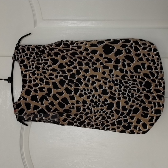 Luxology leopard print w/red trim sleeveless v-neck blouse size small - Picture 7 of 7